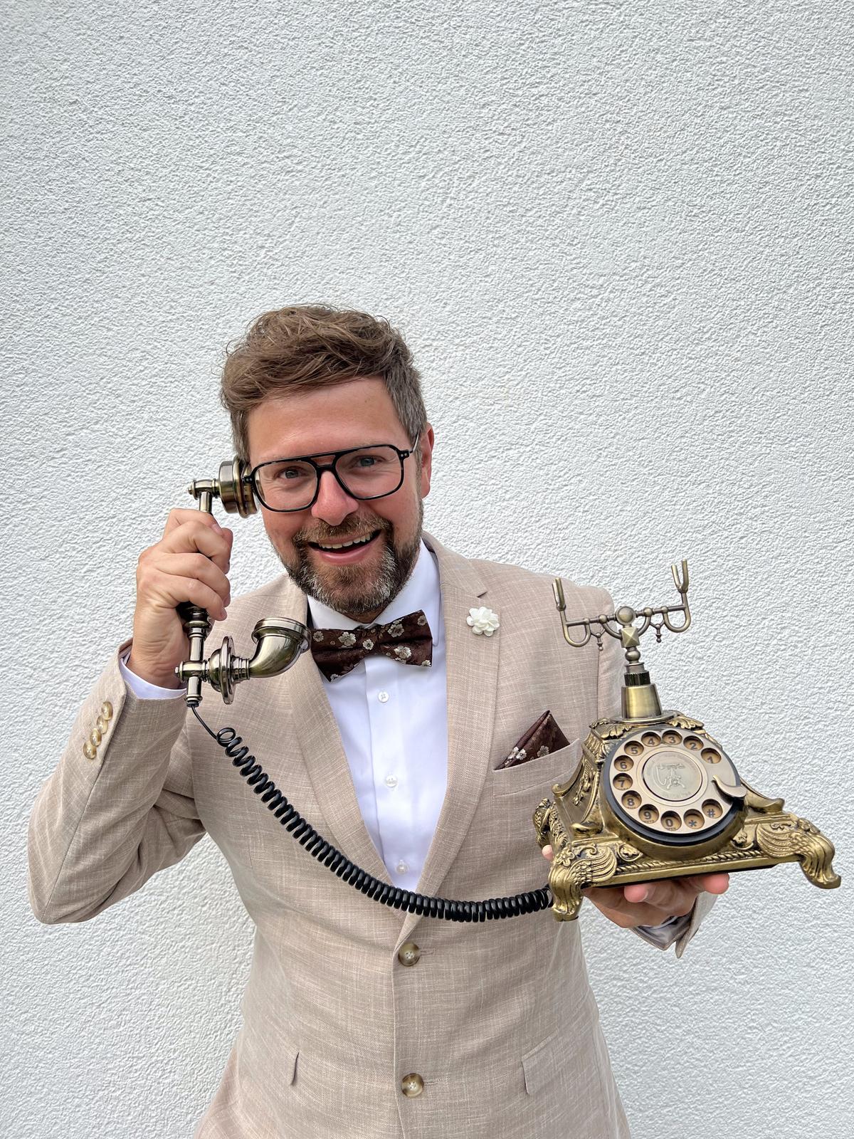 Glückwunschtelefon zur freien Trauung – Sprachnachrichten der Hochzeitsgäste auf nostalgischem Telefon
